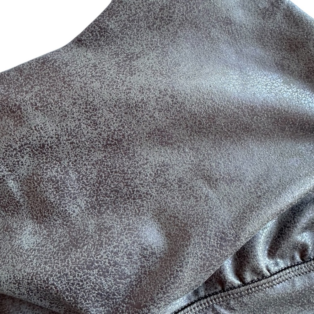 Aerie Offline Dark Green Distressed Faux Leather Sports Bra Top - Picture 3 of 9